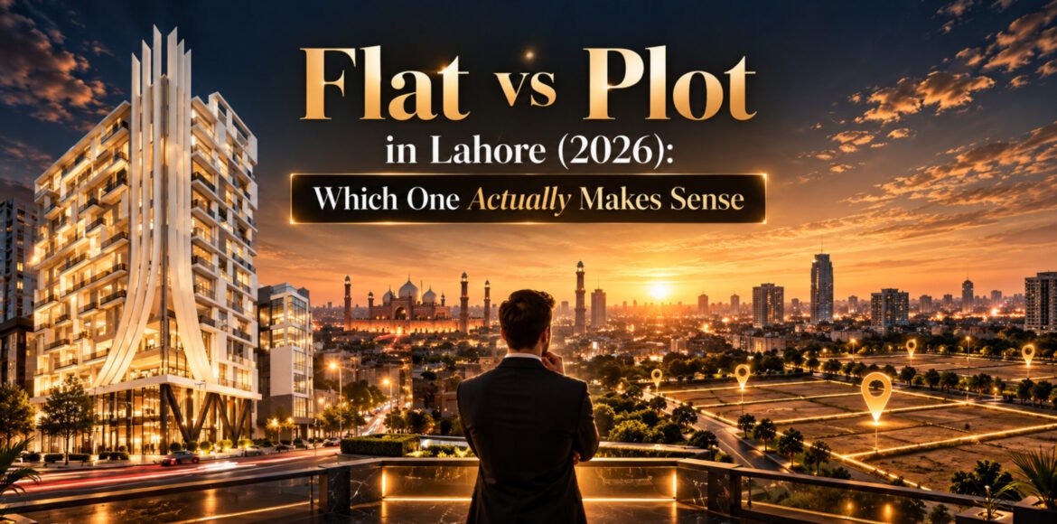 Flat vs plot in Lahore 2026 - apartments at Rise Mall & Residencia compared with buying a plot