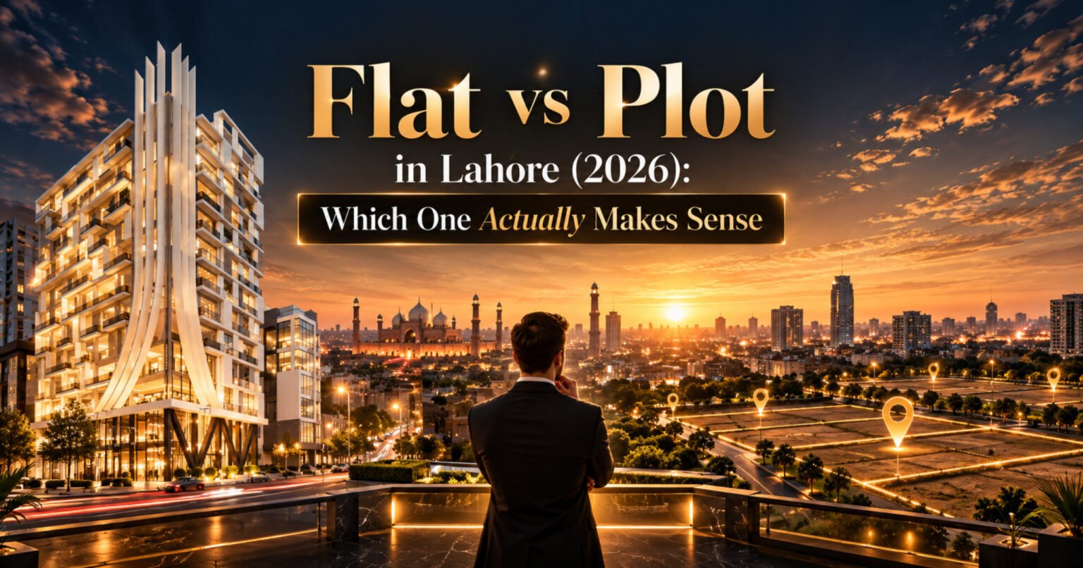 Flat vs plot in Lahore 2026 - apartments at Rise Mall & Residencia compared with buying a plot